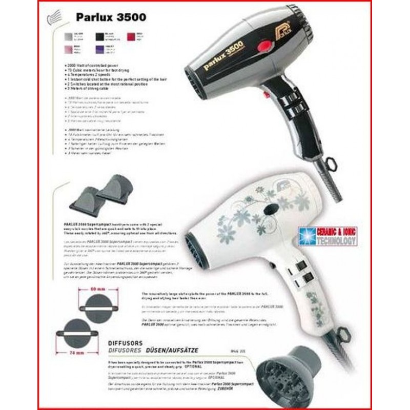 Πιστολάκι Κομμωτηριου Parlux 3500 - 2000w Πιστολάκια Κομμωτηρίου