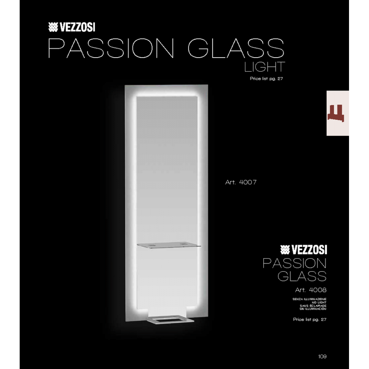 Τουαλέτα Κομμωτηρίου Passion Glass Light Vezzosi